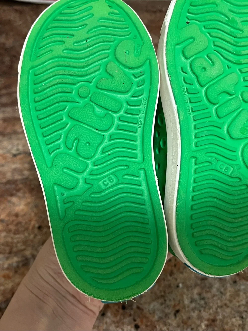 Native Kids Water Shoe Slip-On in Bright Green with White Toe